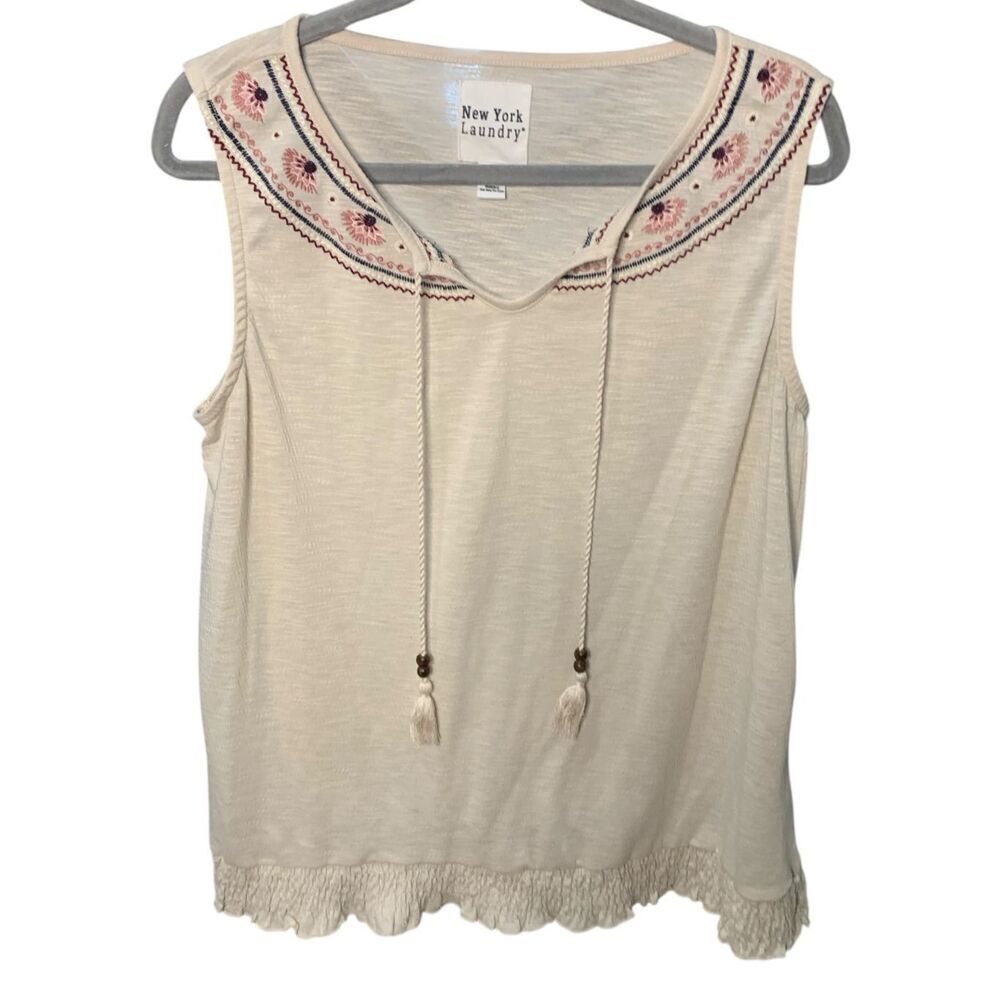 New York Laundry Embroidered Sleeveless Blouse Top  Size 1X